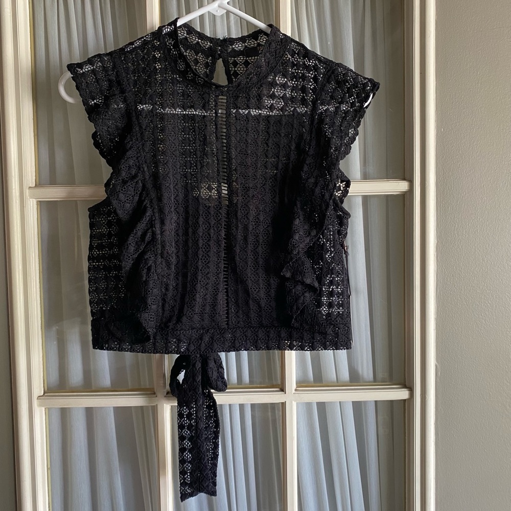 Forever 21 Black Lace Sleeveless Tie Back Top